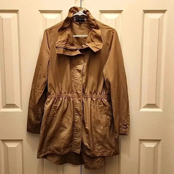 Eden Court Jackets & Blazers - Eden Court Ruffled Collar Trench Coat with elastic around waist-size Large- NWOT